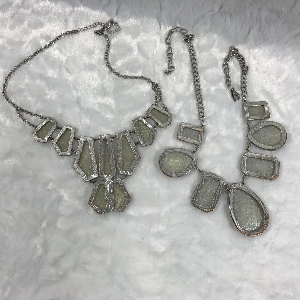 Lot of 2 Faceted Statement Bezel Set Diamond Cut - Picture 7 of 10